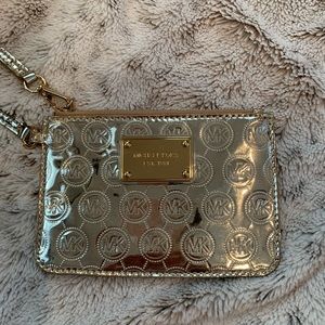 Michael Kors gold metallic wristlet